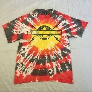 Vintage Tesla 1992 Tie Dye T-Shirt Size Large S/S